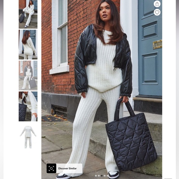 PrettyLittleThing Cream Chunky Ribbed Knitted Set - Picture 3 of 5